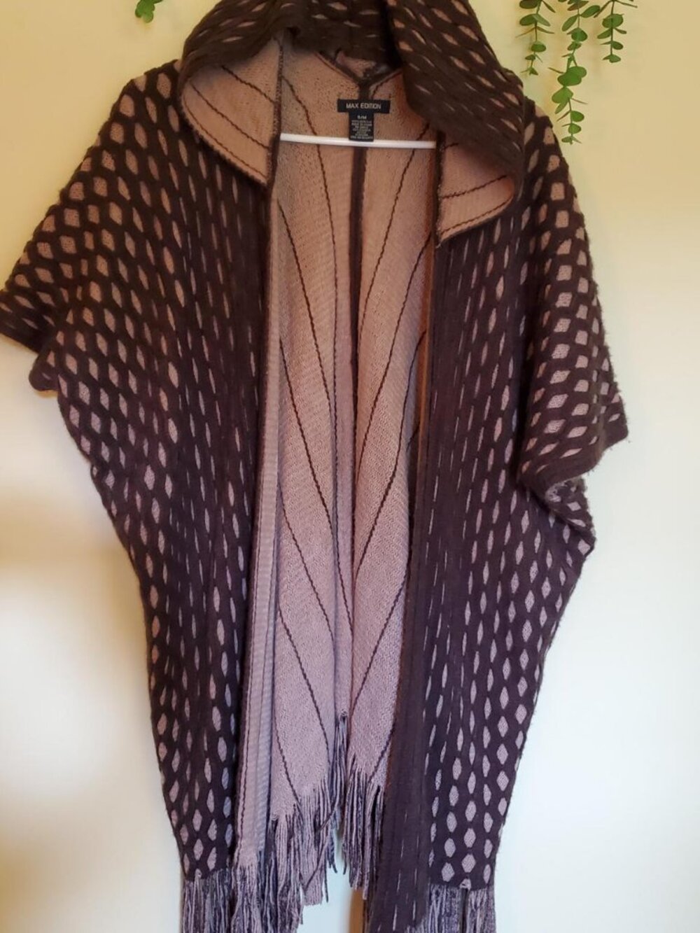 Brown & Tan Short Sleeve Poncho